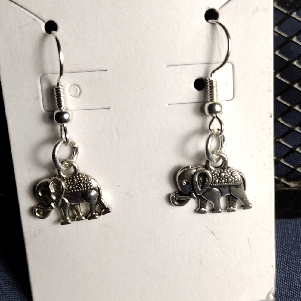 Mini Elephant Dangle Earrings.